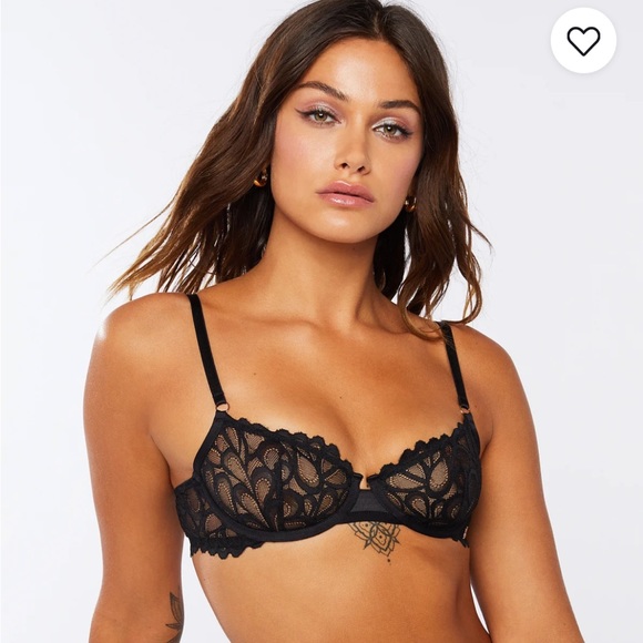 NWT 32DD Savage X Fenty Not Sorry Unlined Lace Balconette Bra, Black - Picture 1 of 7